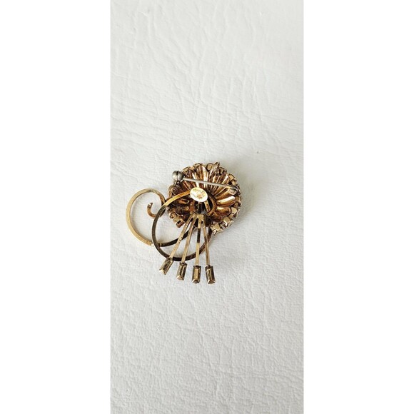 Signed BAL-RON Brooch Green Emerald Floral 1/20 12k GF 1.5" - Picture 3 of 6